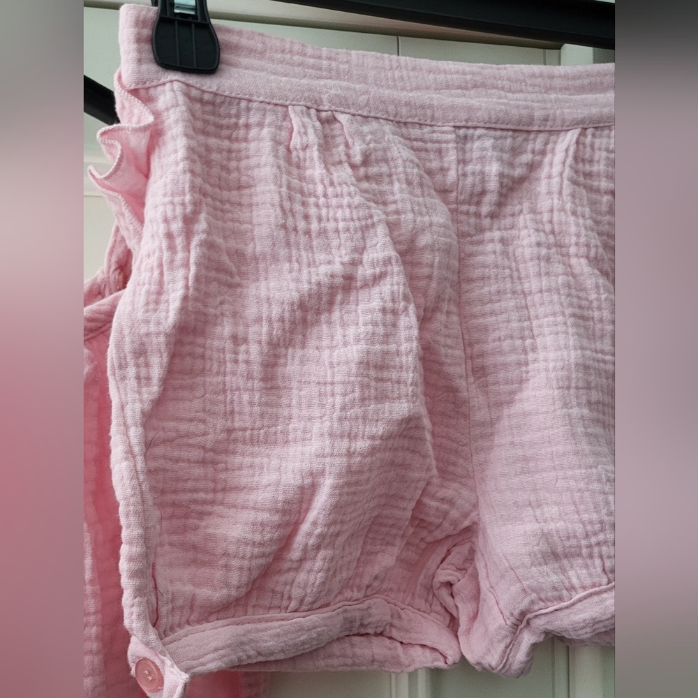 Petite Plume Girls Pink 100% Cotton Gauze Tank Top & Shorts Set - Picture 2 of 6